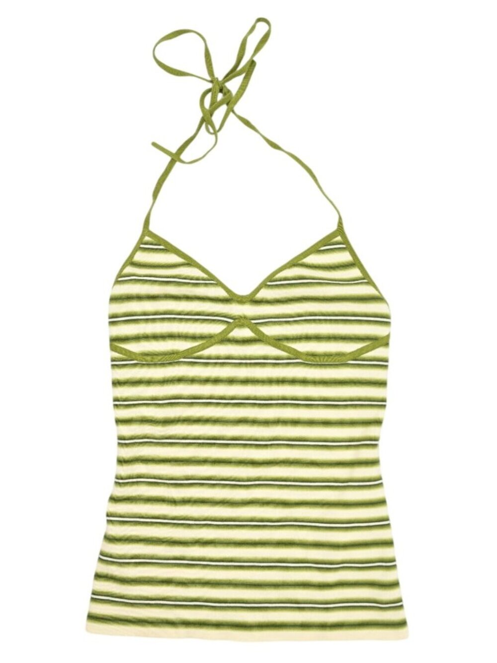 Faithfull The Brand Citara Ribbed Halterneck Top In Green